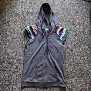 Delia’s Vintage Y2K Junior’s Zip Up Hoodie Vest Grey/Purple Size Medium